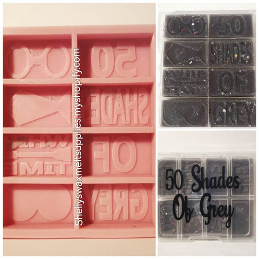 SHADES OF GREY Silicone Mould - Perfect for 8 Cell Clamshells/hb